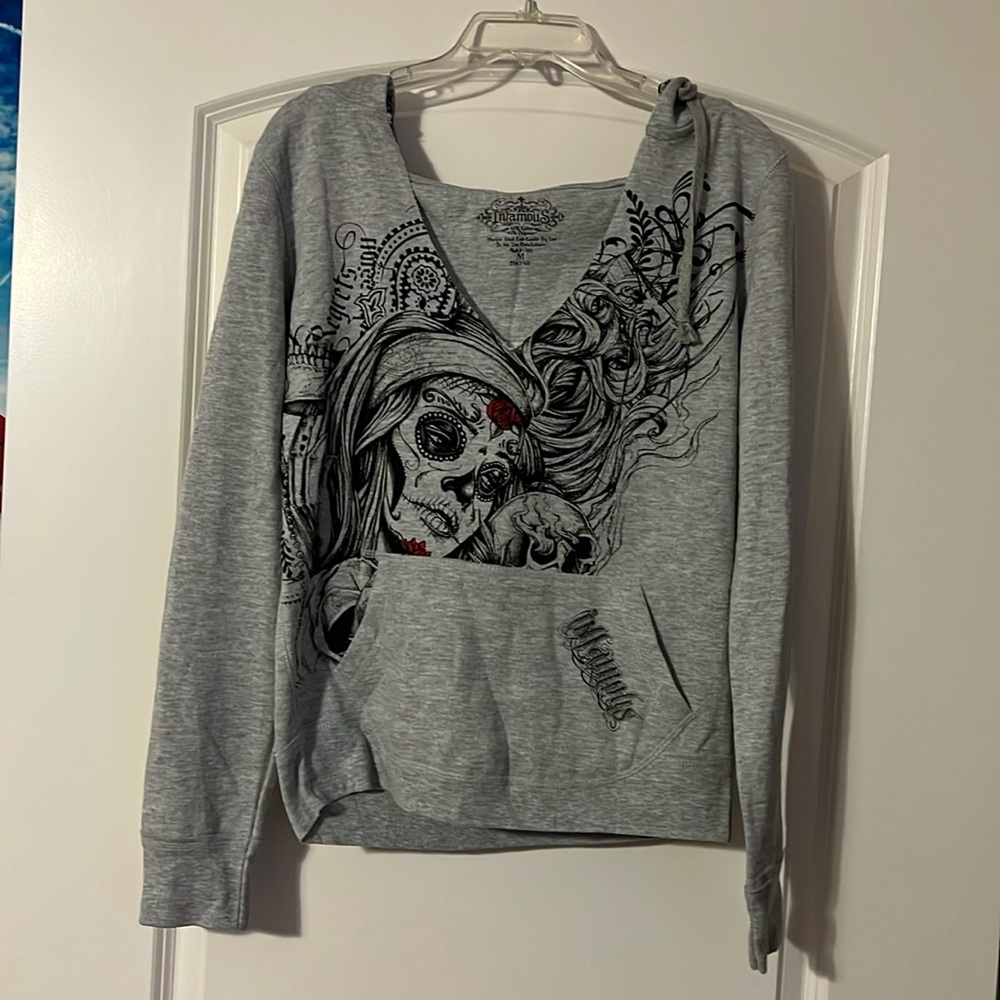 Infamous v neck hoodie NWOT